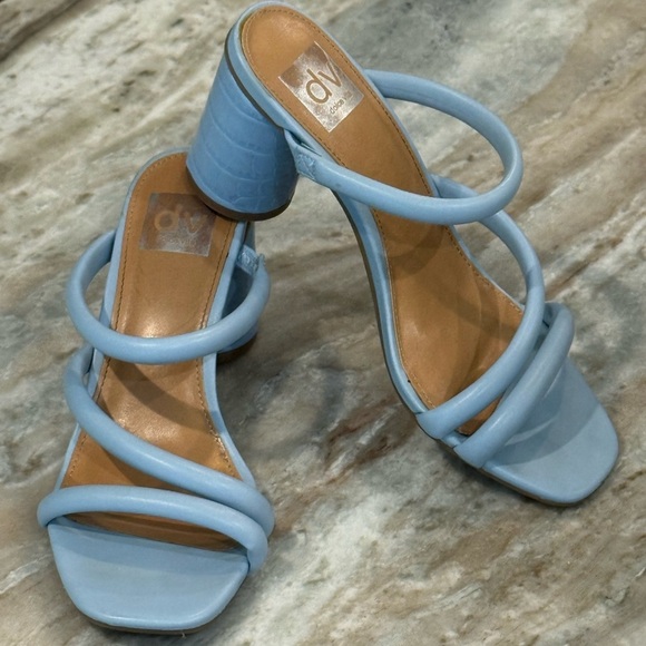 Women’s DOLCE VITA Myla pale blue leather heeled sandals- Size 7.5. - Picture 8 of 8